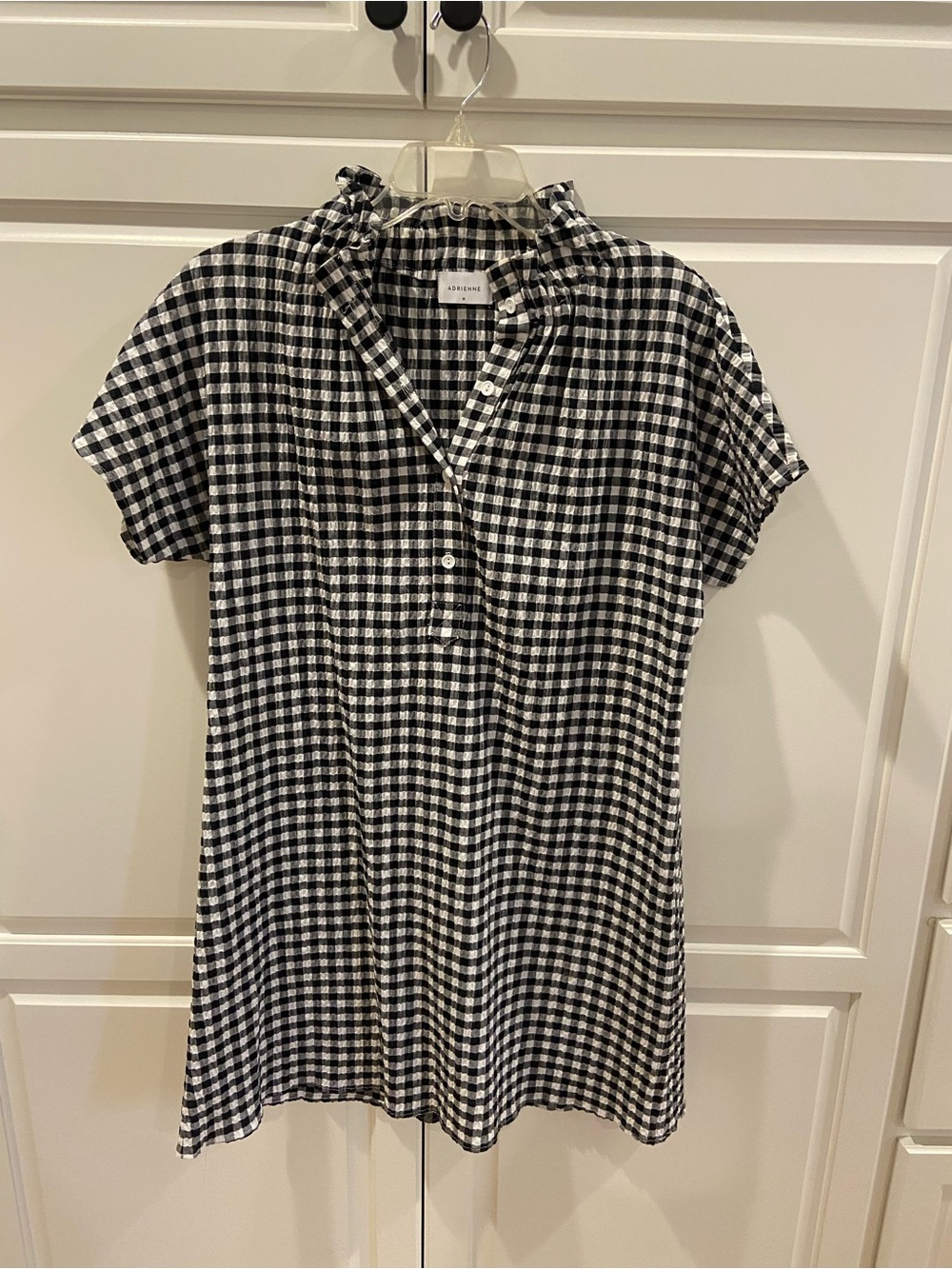Adrienne Black & White Gingham Short Sleeve Tunic